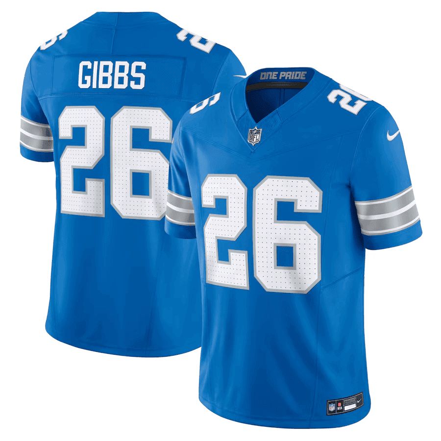 Men Detroit Lions #26 Gibb Blue 2024 Nike Vapor Limited NFL Jersey